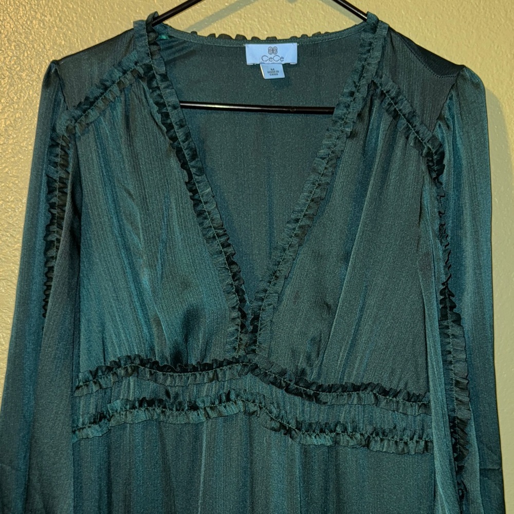 Boho Maxi Green Long Sleeve Dress